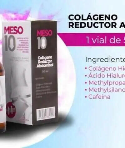 Colageno Reductor Abdominal / Colageno Hidrolizado, Ácido Hialurónico, Methil1, Methil2, Cafeína - 50 ML | Meso 10 - mesoterapia